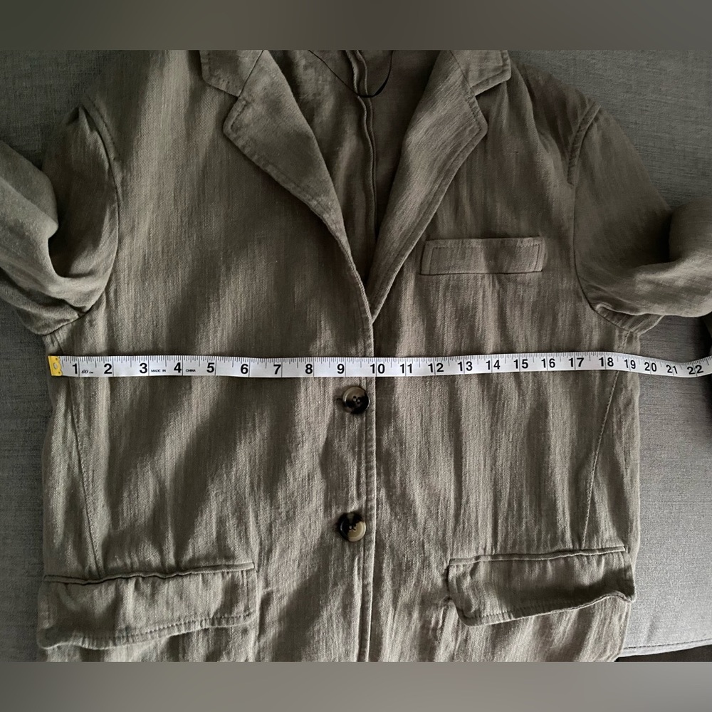 ZARA Green Linen Blend Button Blazer Jacket Women's Small - Picture 6 of 9